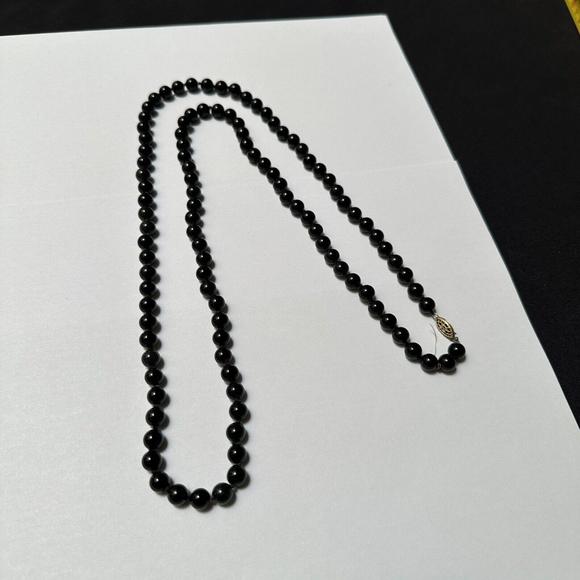 Jewelry - Women’s Long Vintage Glass Bead Beaded Black Costume Necklace Approx 37 Inch